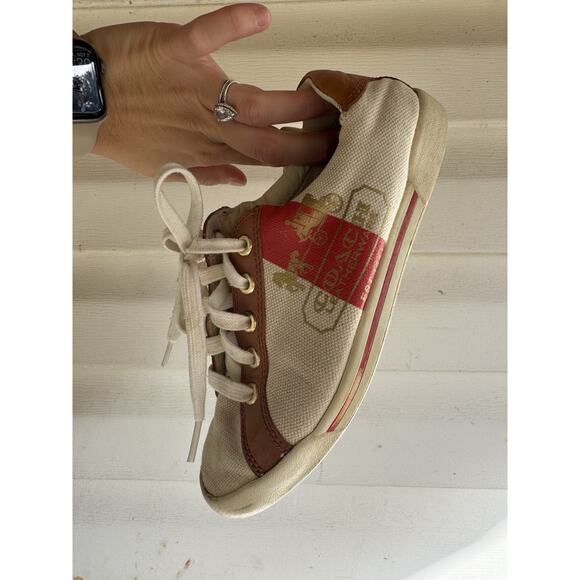 Coach Martie Q270 Rare Natural Tan Canvas And Leather Shoes Women’s 5M Preowned - Picture 3 of 13